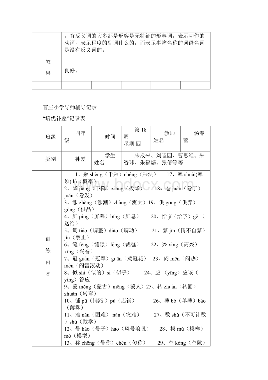 小学四年级语文培优补差活动记录 1.docx_第2页