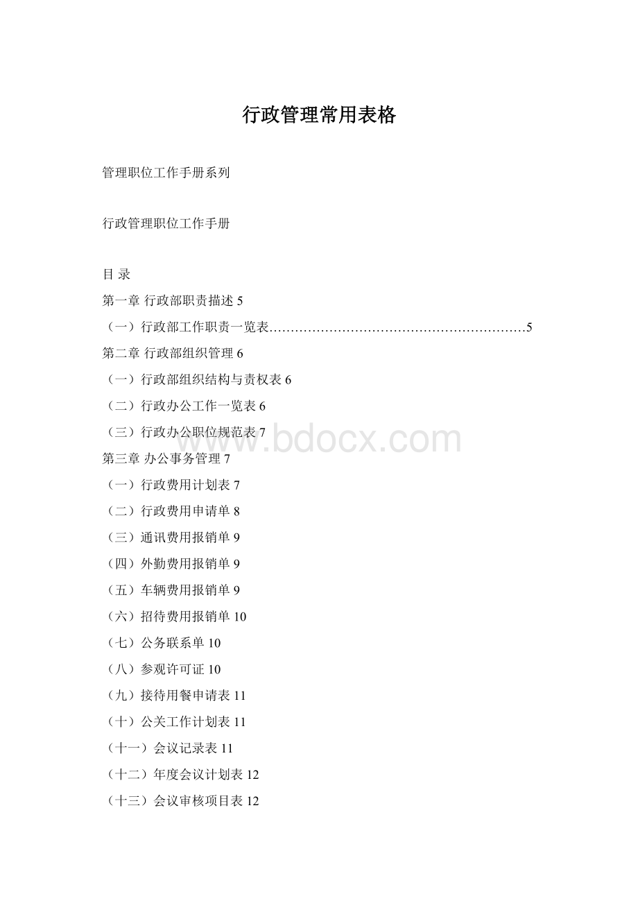 行政管理常用表格Word文档下载推荐.docx