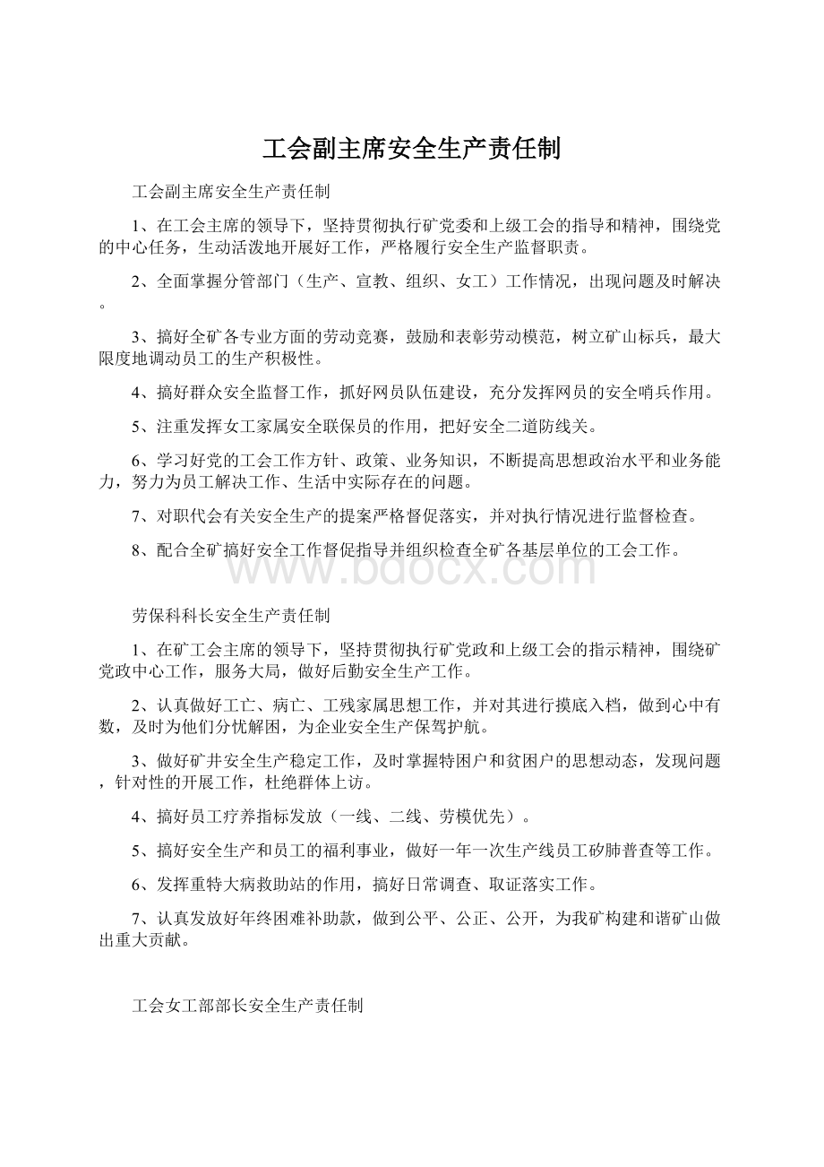 工会副主席安全生产责任制Word文档格式.docx_第1页