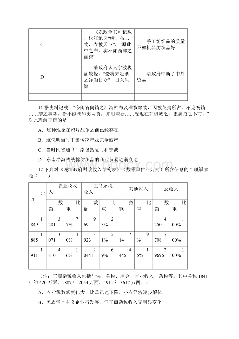 学年高一历史下学期期中试题新版 人教版Word文档格式.docx_第3页