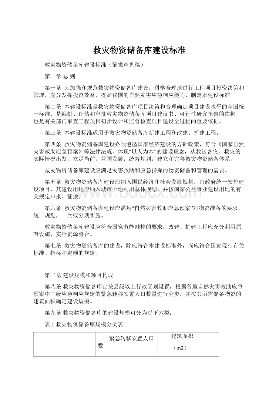 救灾物资储备库建设标准.docx_第1页