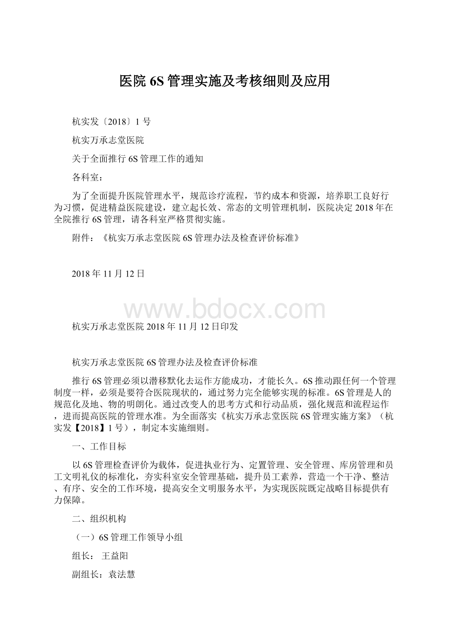 医院6S管理实施及考核细则及应用.docx