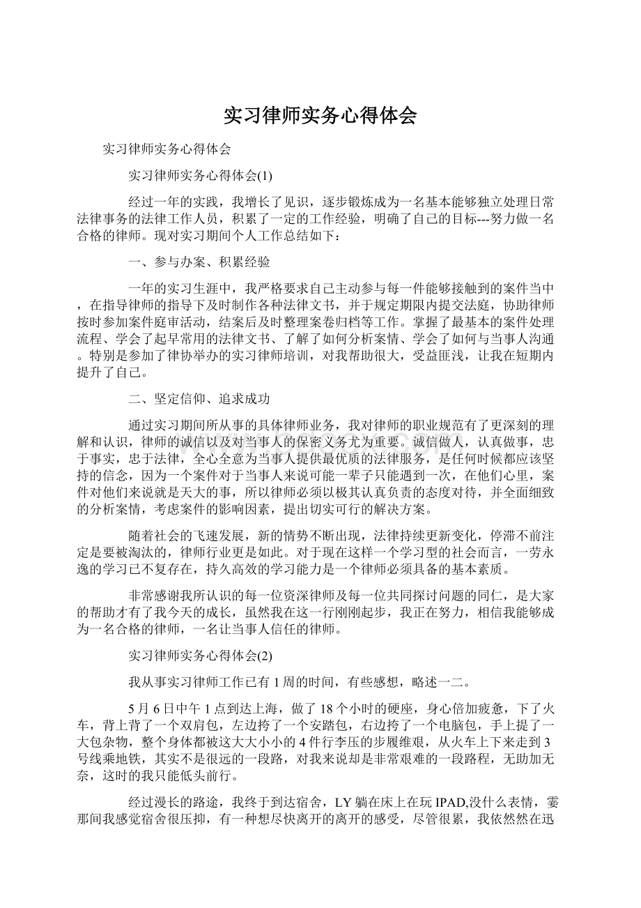 实习律师实务心得体会文档格式.docx