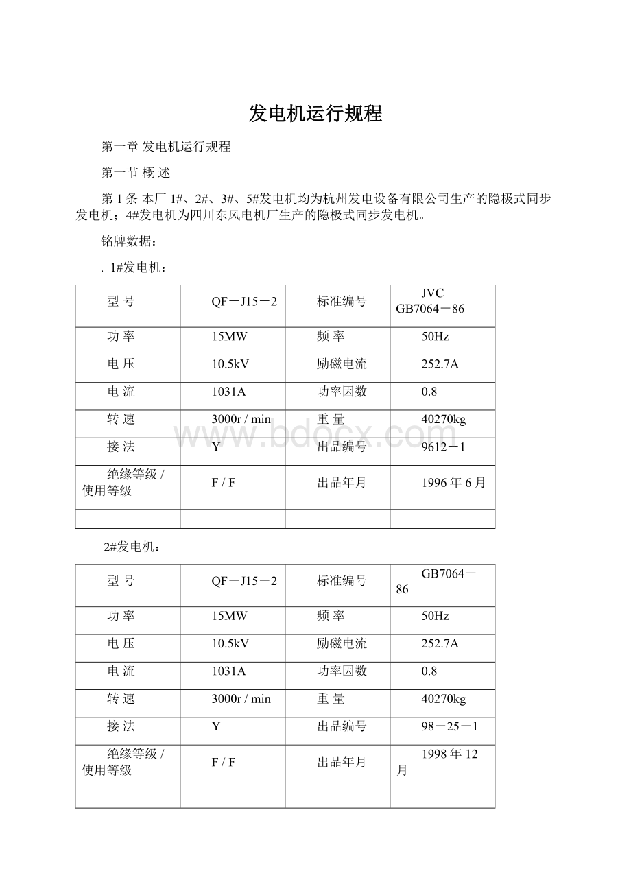 发电机运行规程.docx_第1页