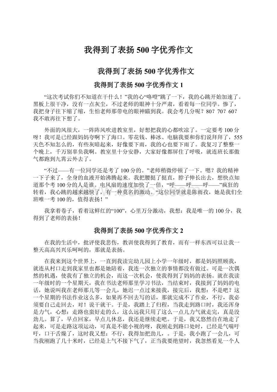 我得到了表扬500字优秀作文.docx