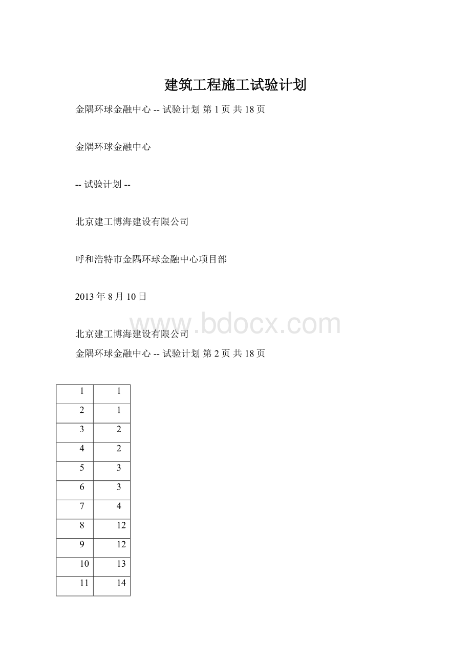 建筑工程施工试验计划.docx