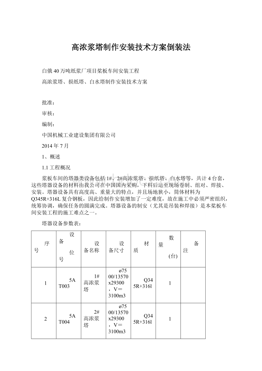 高浓浆塔制作安装技术方案倒装法.docx