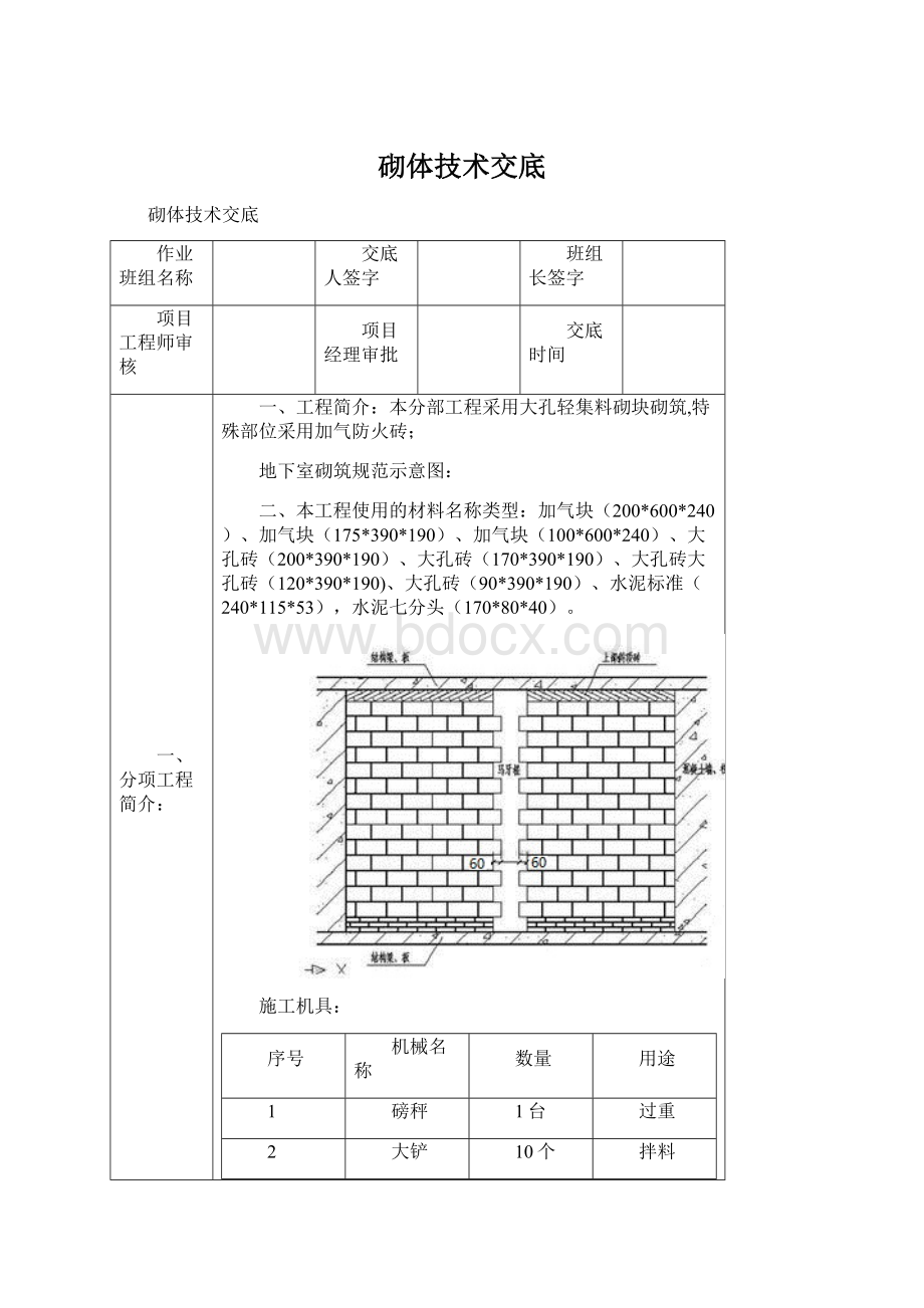 砌体技术交底Word文件下载.docx