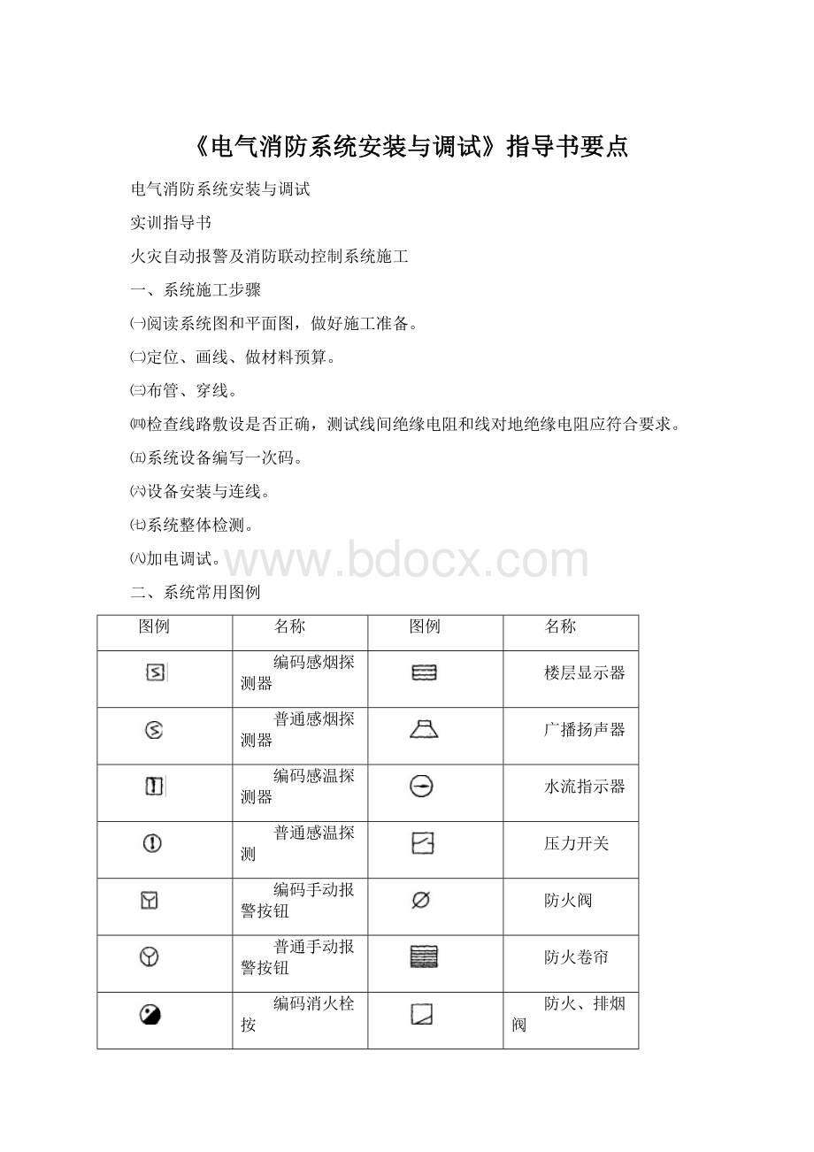 《电气消防系统安装与调试》指导书要点.docx_第1页