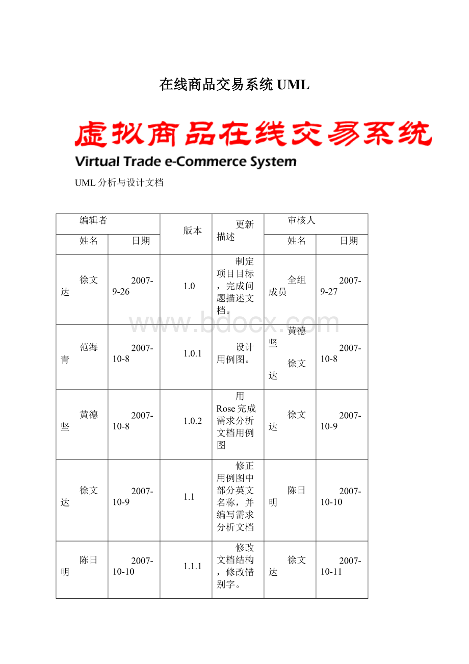 在线商品交易系统UMLWord格式文档下载.docx