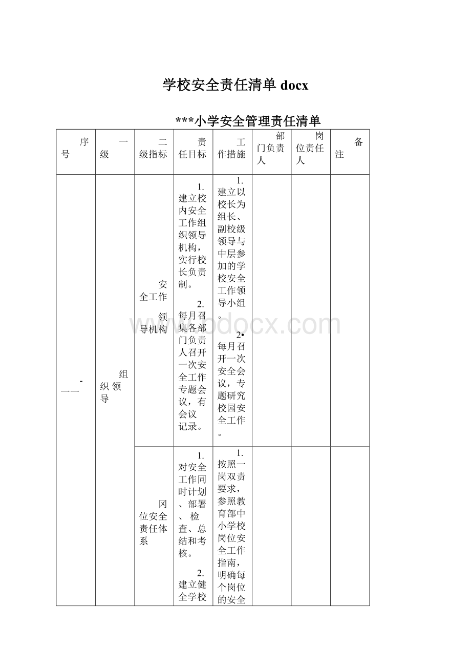 学校安全责任清单docxWord文件下载.docx