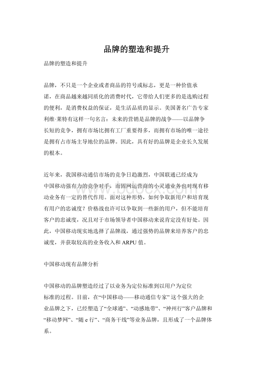 品牌的塑造和提升文档格式.docx