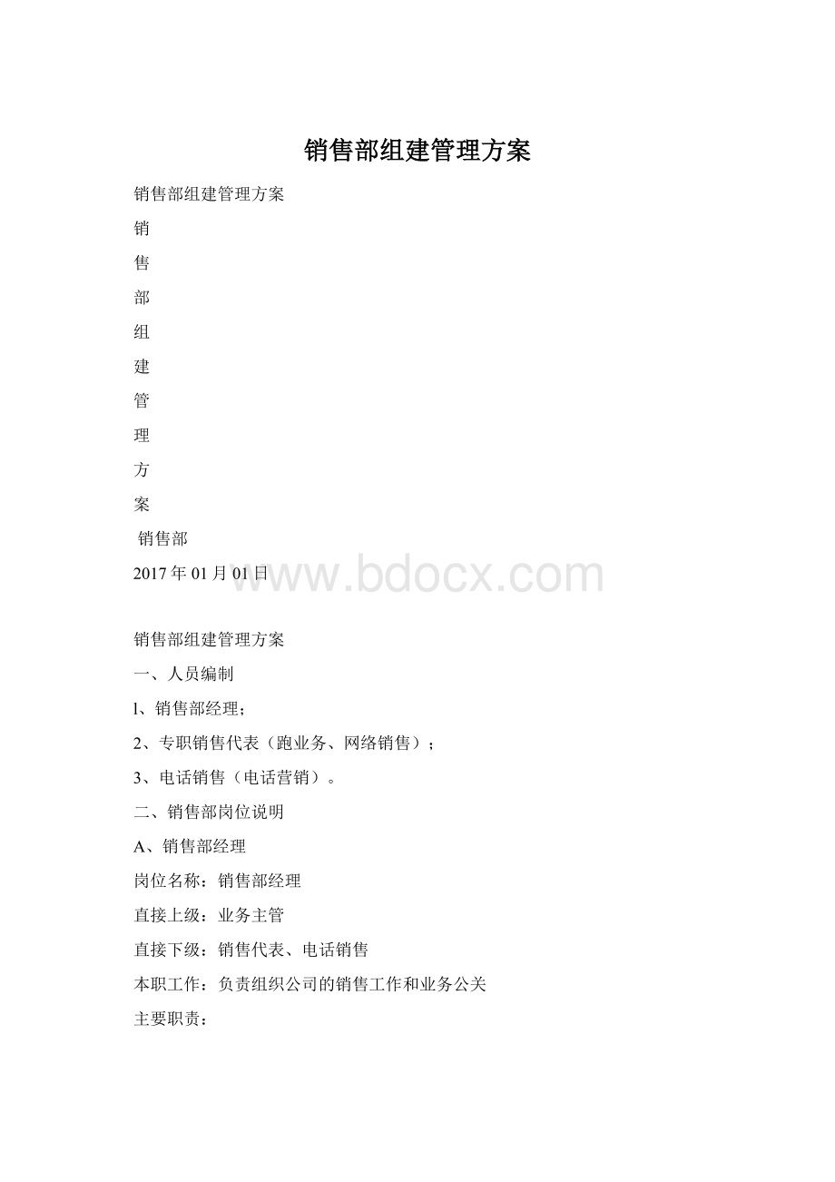 销售部组建管理方案.docx