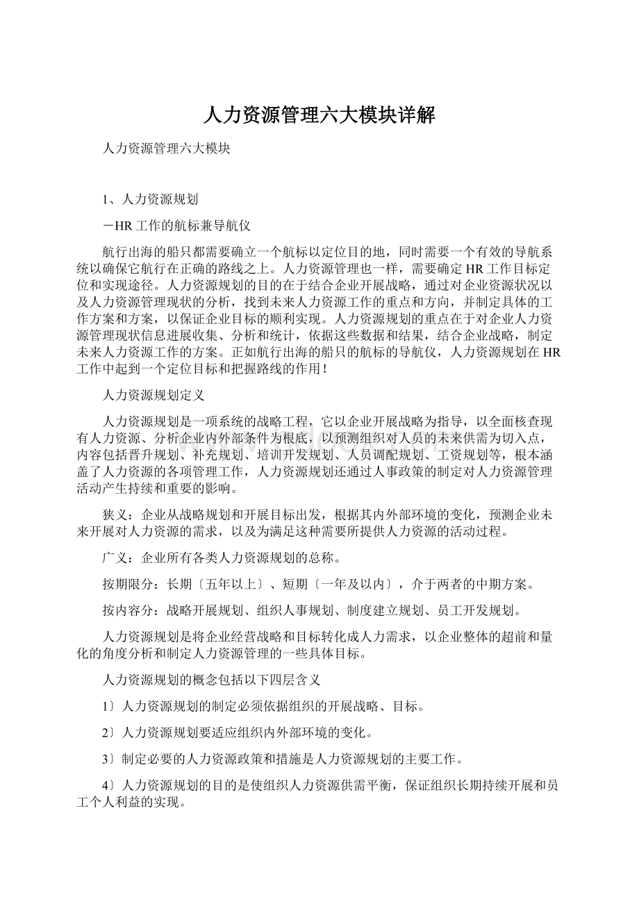 人力资源管理六大模块详解.docx