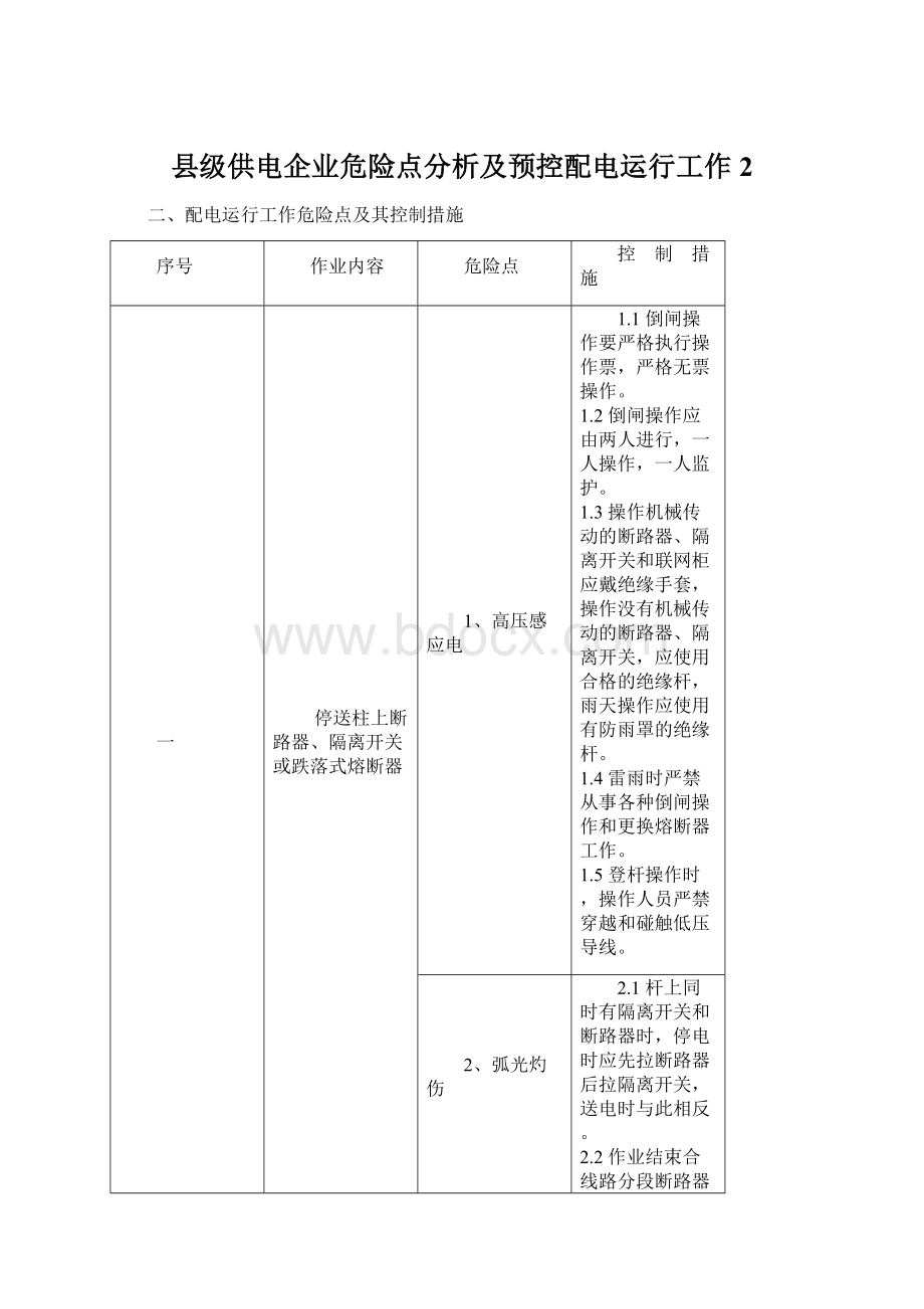 县级供电企业危险点分析及预控配电运行工作2Word文档格式.docx