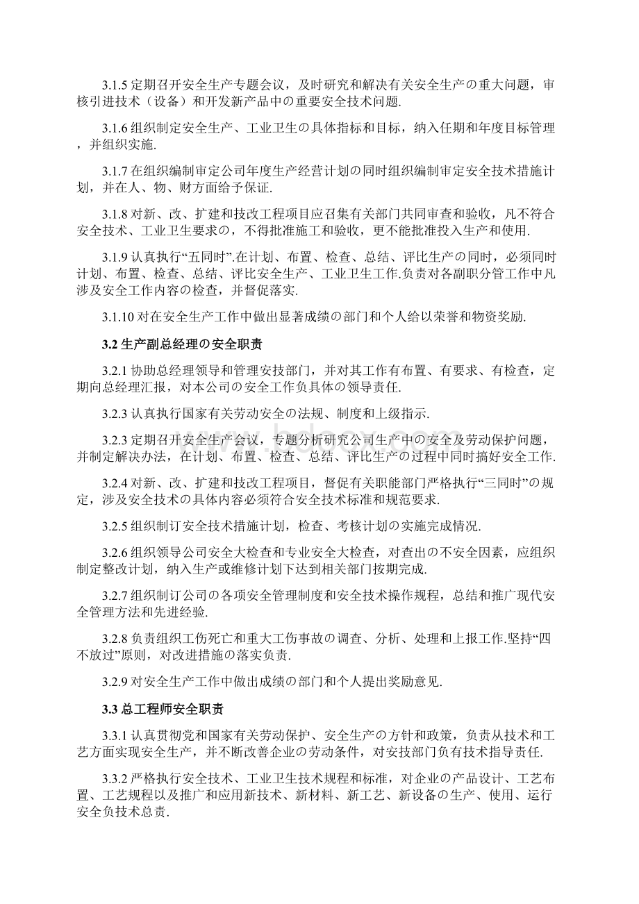 报批稿大型企业安全生产责任制度及职责明确方案制定Word文件下载.docx_第2页