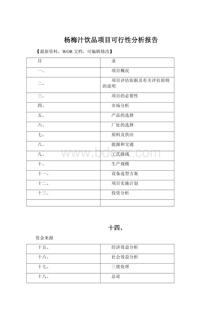 杨梅汁饮品项目可行性分析报告.docx_第1页