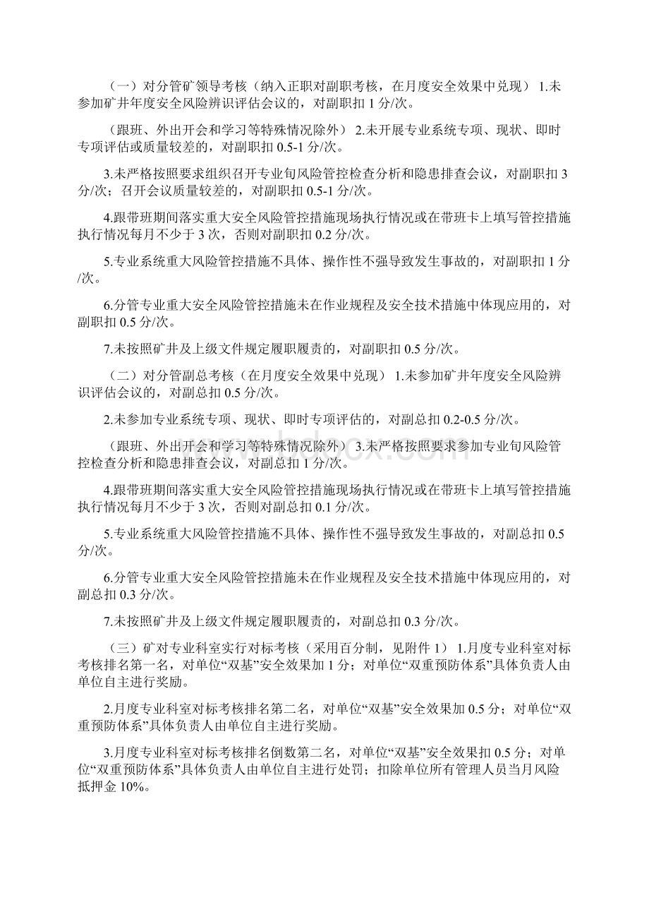 XXX矿双重预防体系应用落实考核及责任追究制度Word格式文档下载.docx_第3页