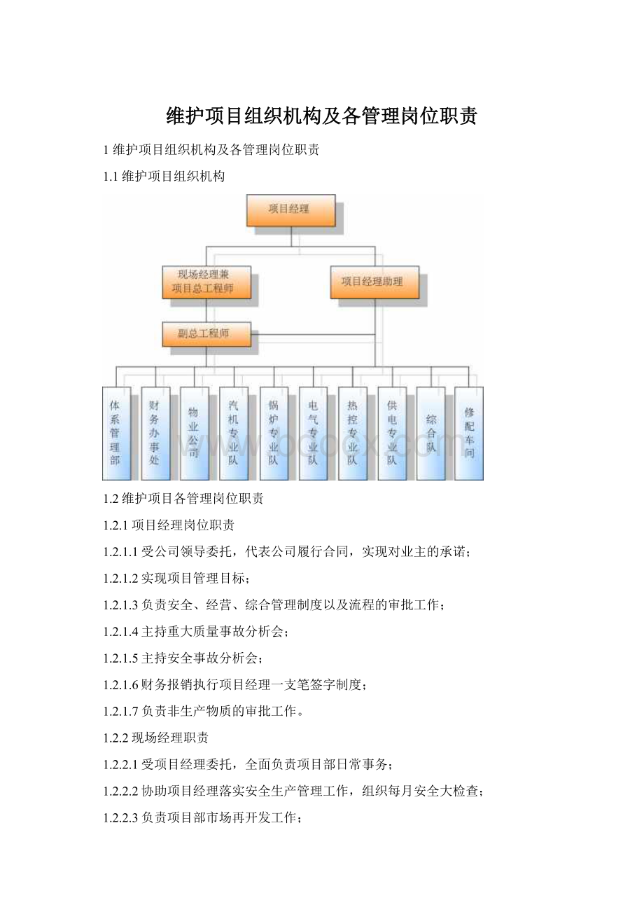 维护项目组织机构及各管理岗位职责.docx_第1页