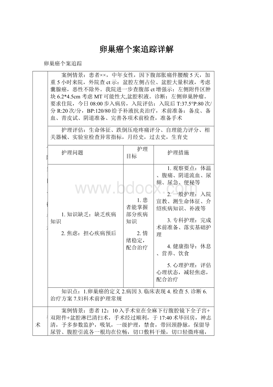 卵巢癌个案追踪详解Word文件下载.docx