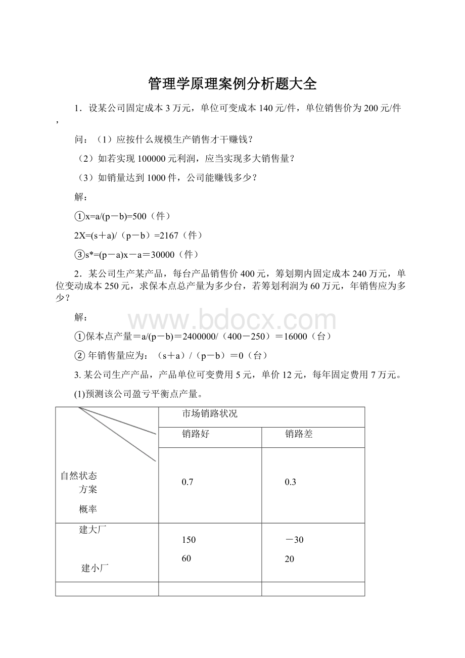 管理学原理案例分析题大全.docx