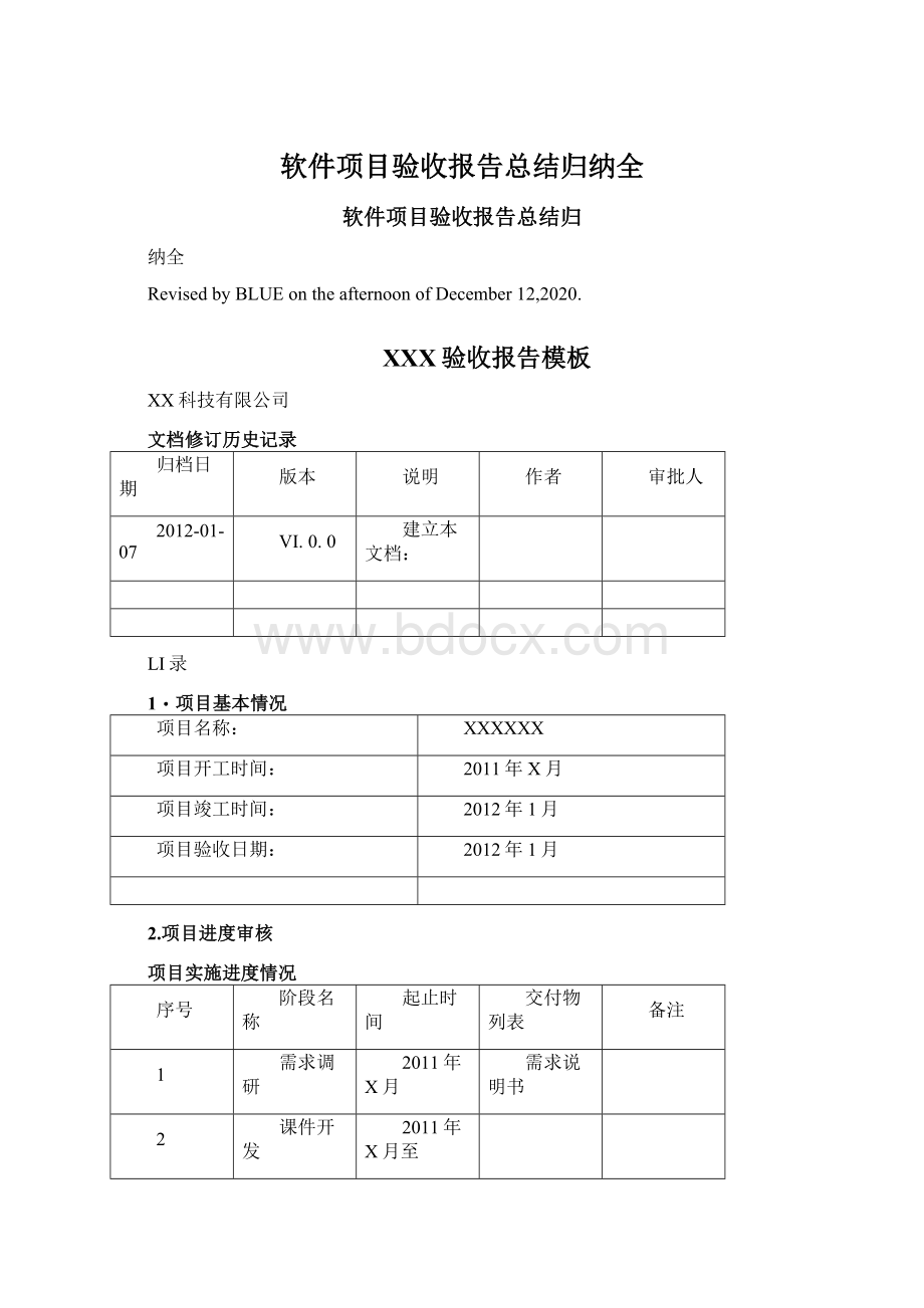 软件项目验收报告总结归纳全Word文档格式.docx