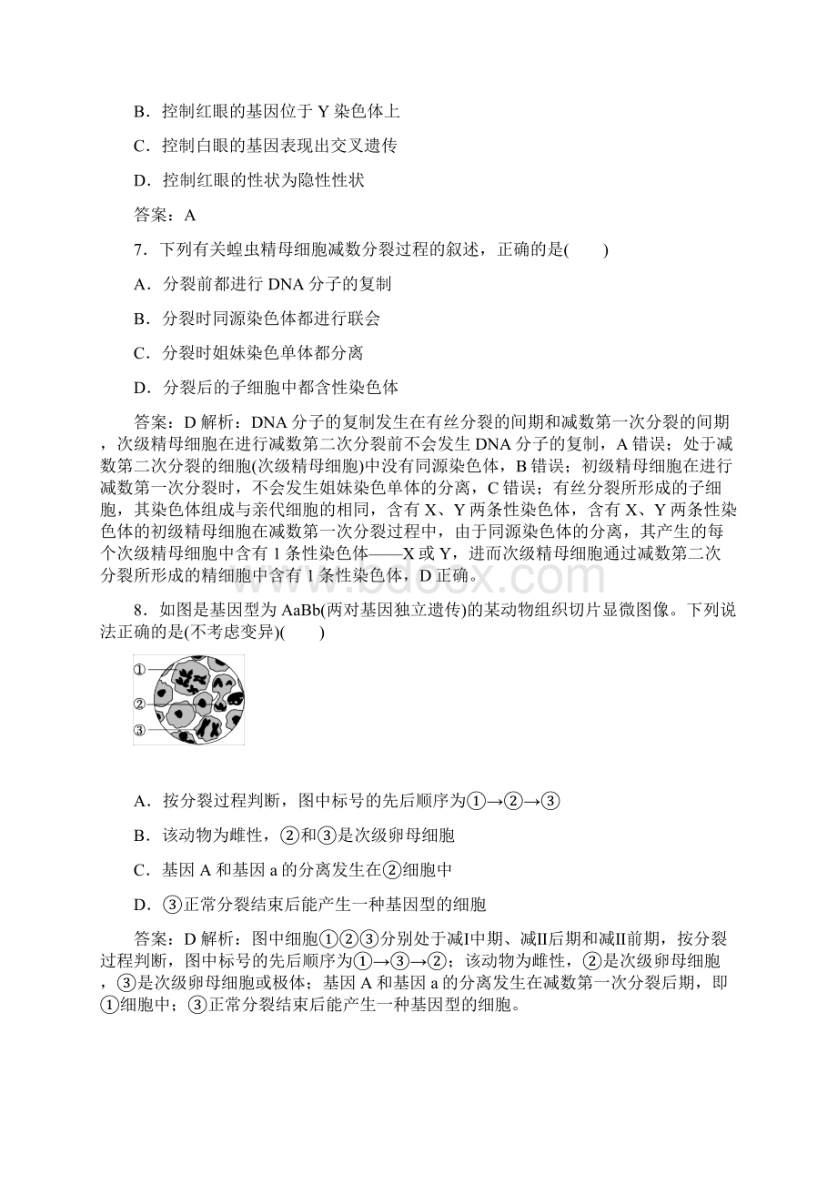 人教版基因和染色体关系单元检测.docx_第3页