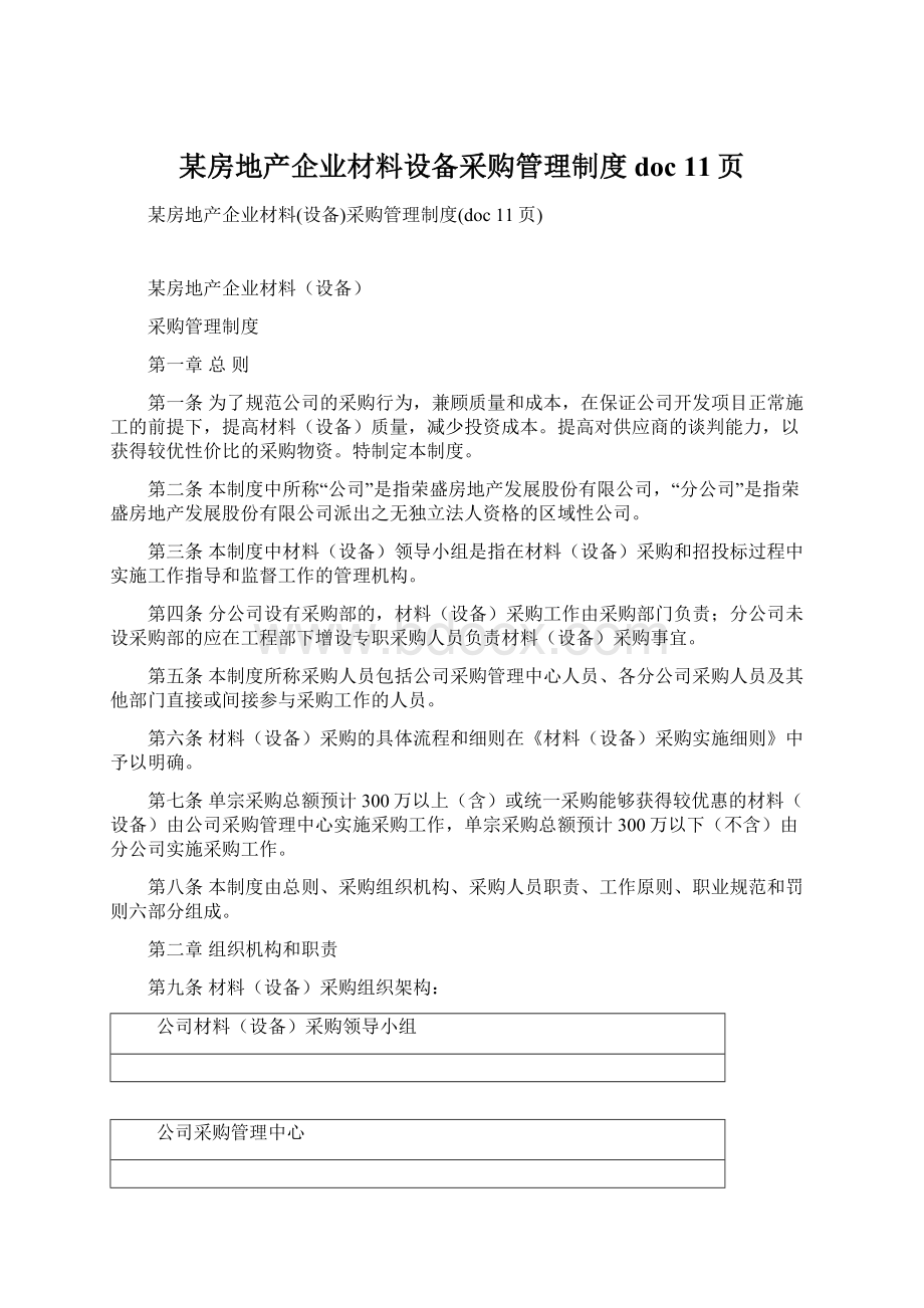 某房地产企业材料设备采购管理制度doc 11页.docx_第1页