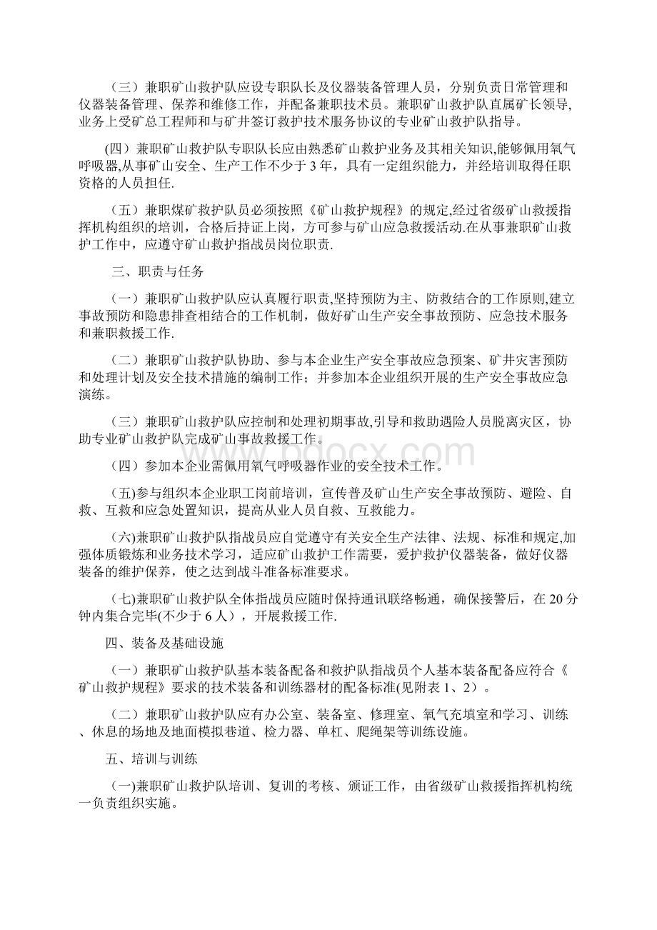 山东省兼职矿山救护队管理办法.docx_第2页