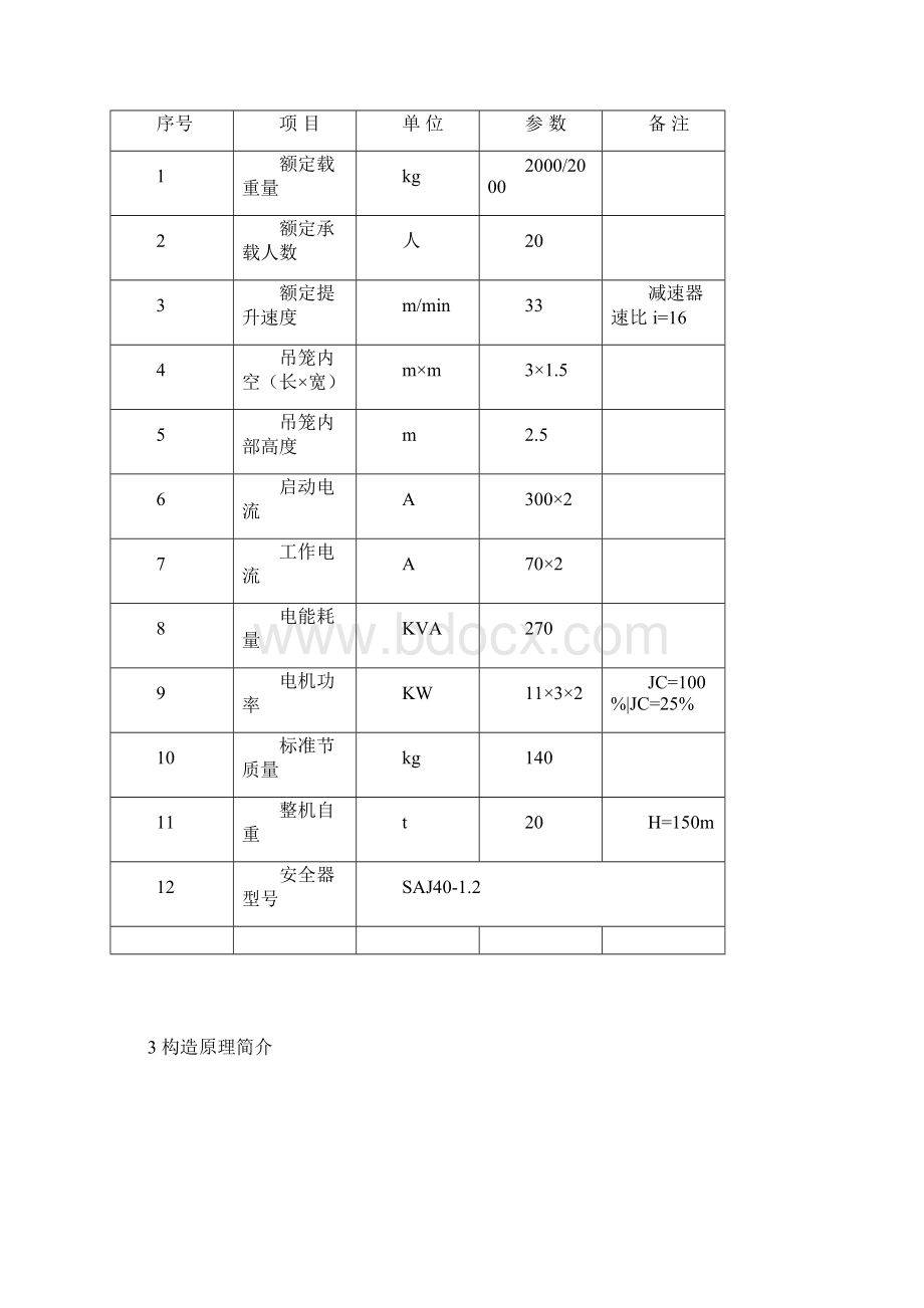 SCC200人货两用双笼普通33米150米电缆卷筒315新安全器座板拉板式Word文档下载推荐.docx_第3页