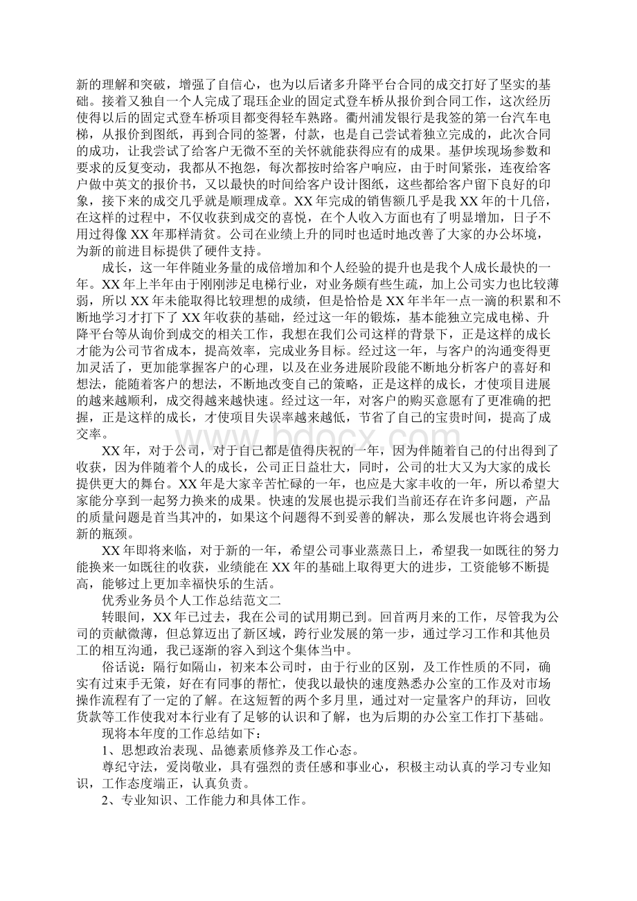 优秀业务员个人工作总结版Word格式文档下载.docx_第2页