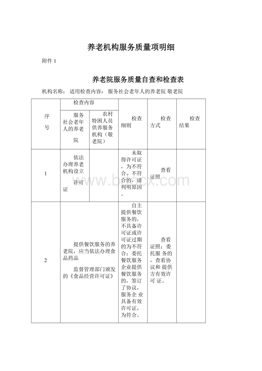 养老机构服务质量项明细.docx