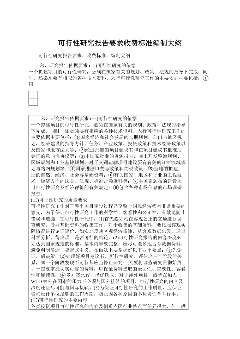 可行性研究报告要求收费标准编制大纲Word文档格式.docx