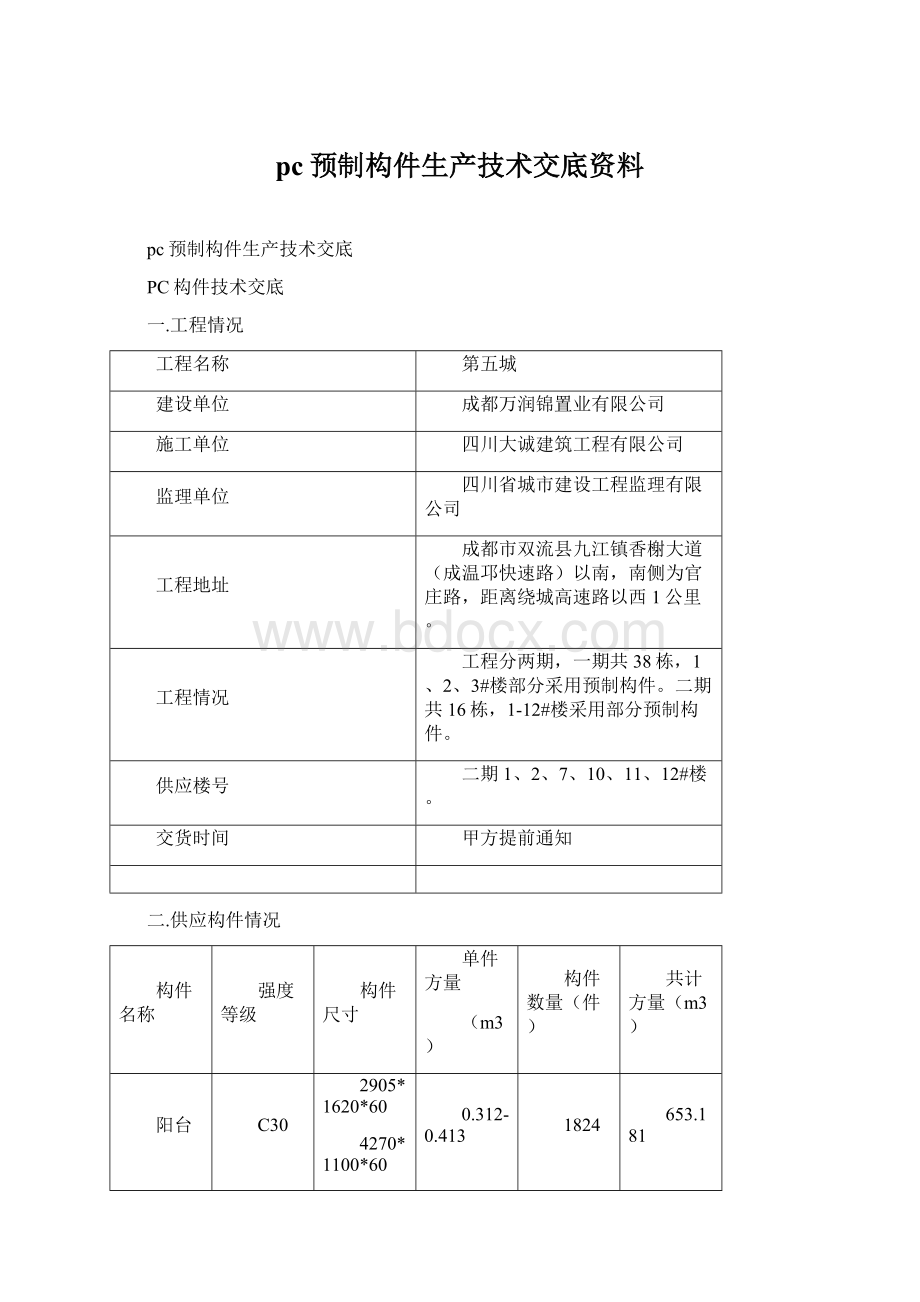 pc预制构件生产技术交底资料.docx_第1页