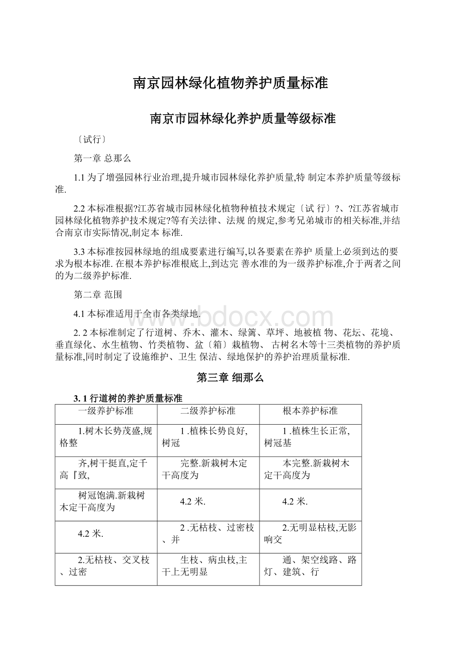 南京园林绿化植物养护质量标准Word格式文档下载.docx_第1页