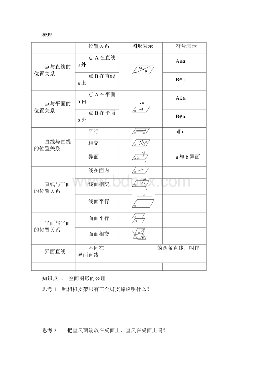 高中数学最新北师大版高中数学必修二学案第一章 41 空间图形基本关系 42 空间图形的公理一.docx_第2页