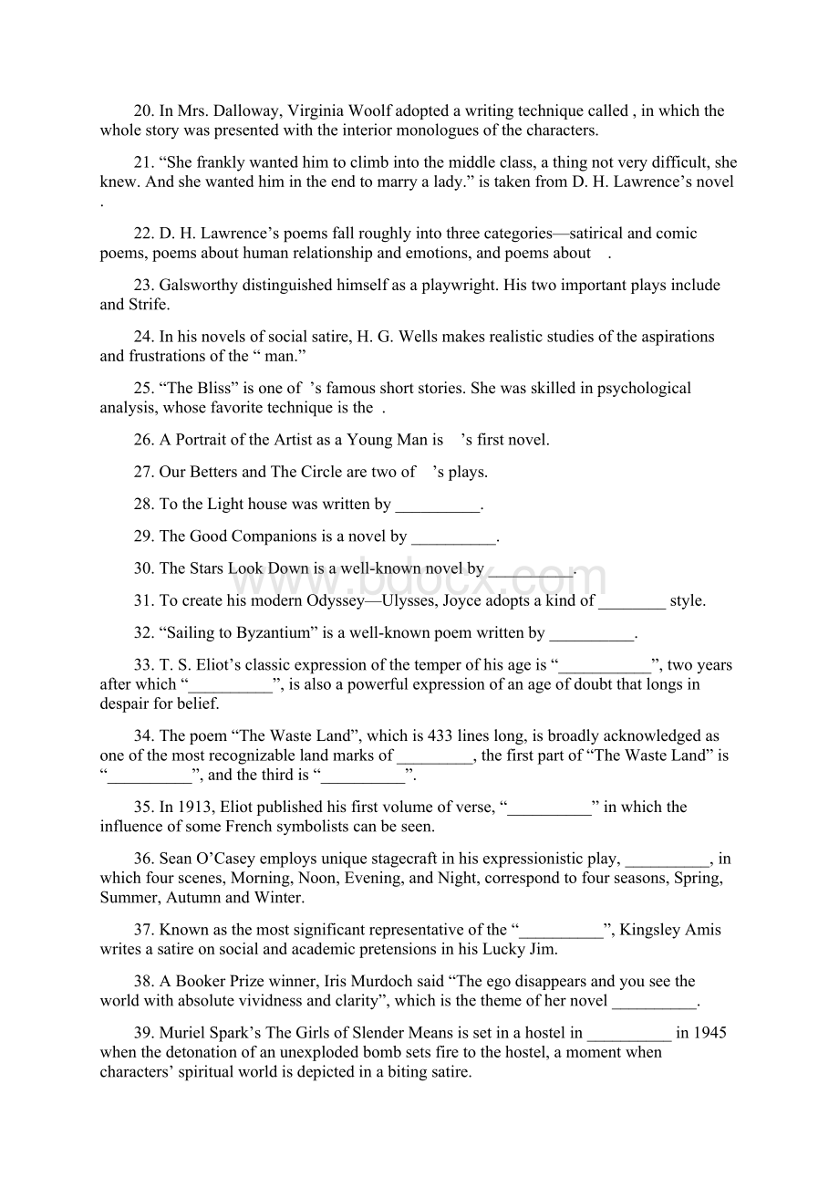 英国文学史及作品选读习题集 1文档格式.docx_第3页