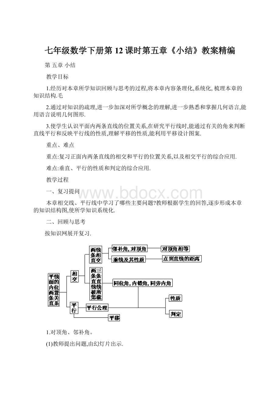 七年级数学下册第12课时第五章《小结》教案精编.docx