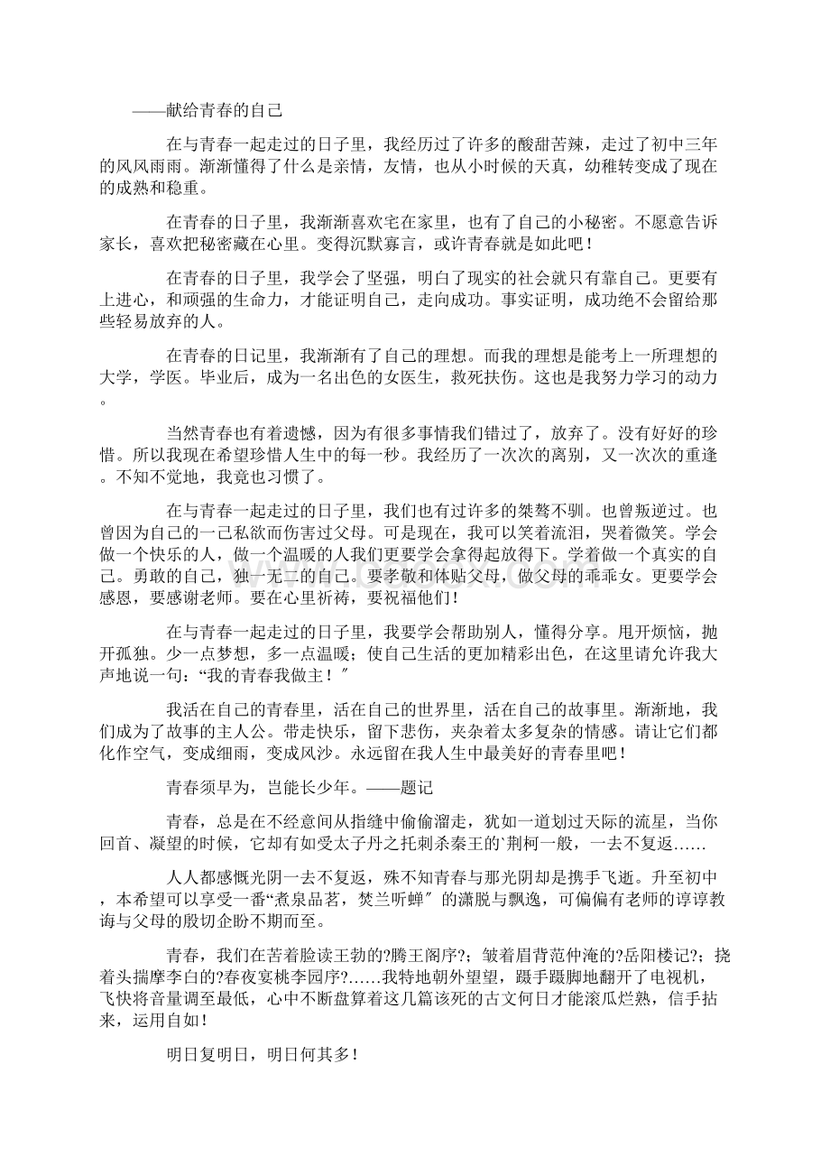 与青春一起走过的日子作文范文精选文档格式.docx_第3页