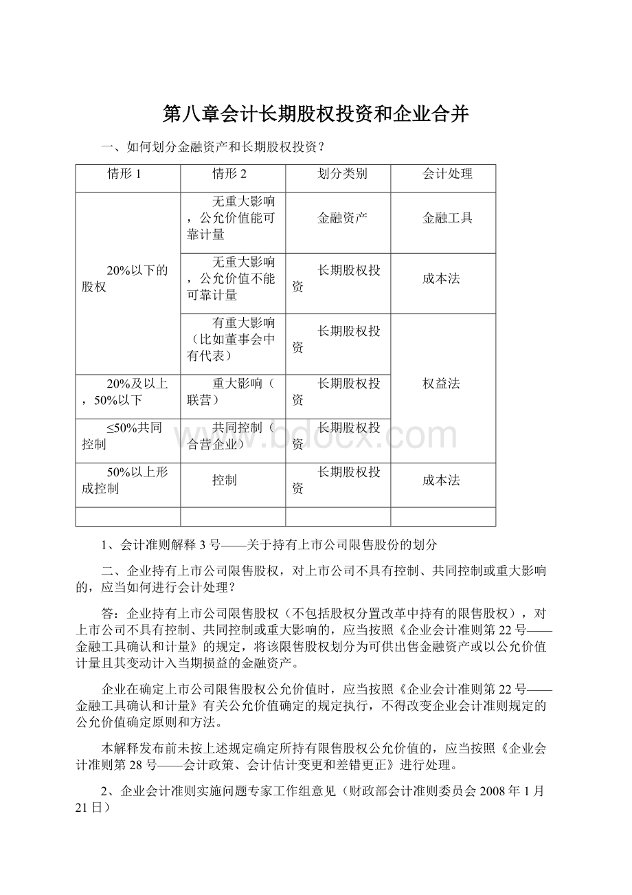 第八章会计长期股权投资和企业合并.docx