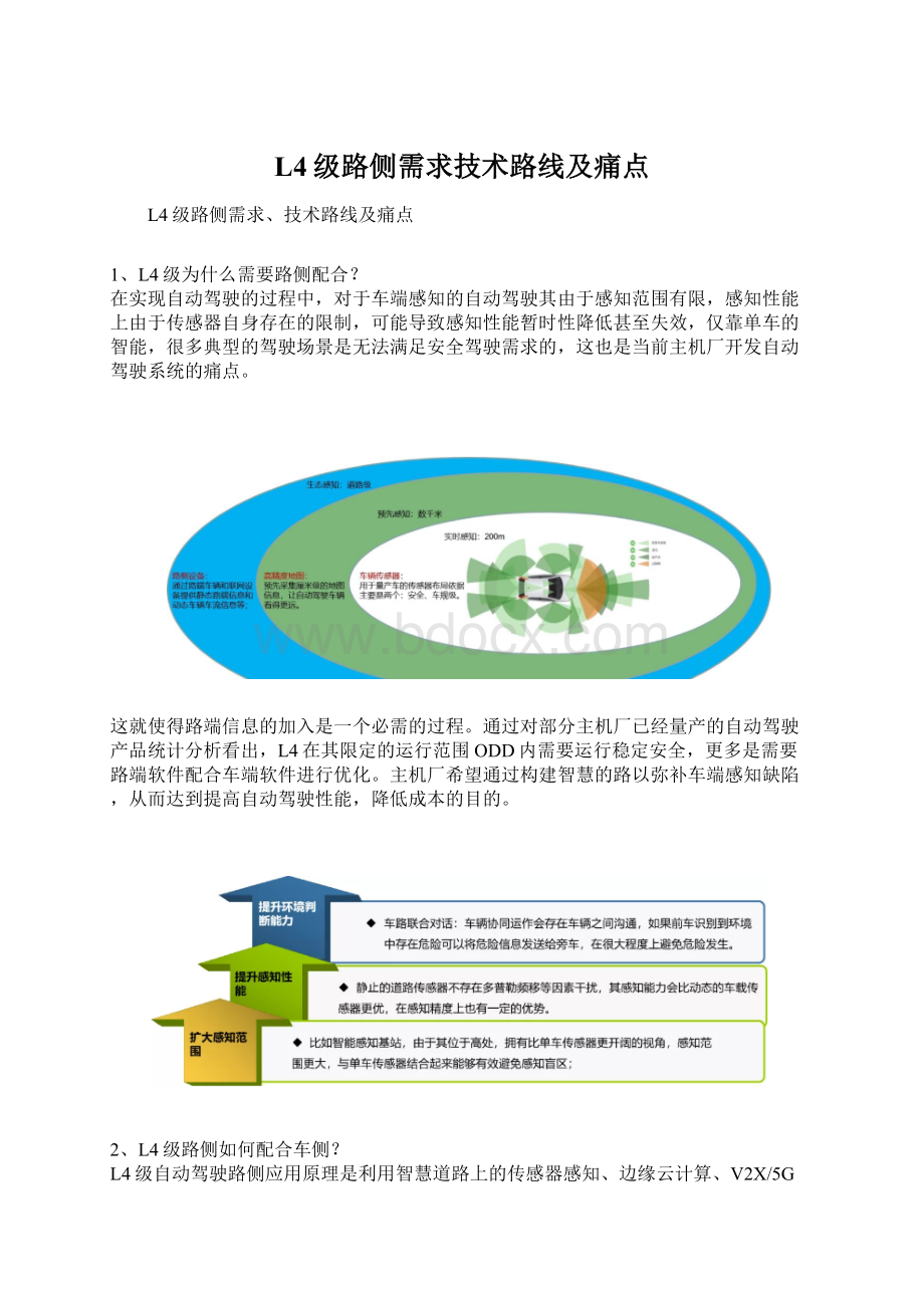 L4级路侧需求技术路线及痛点Word文档格式.docx