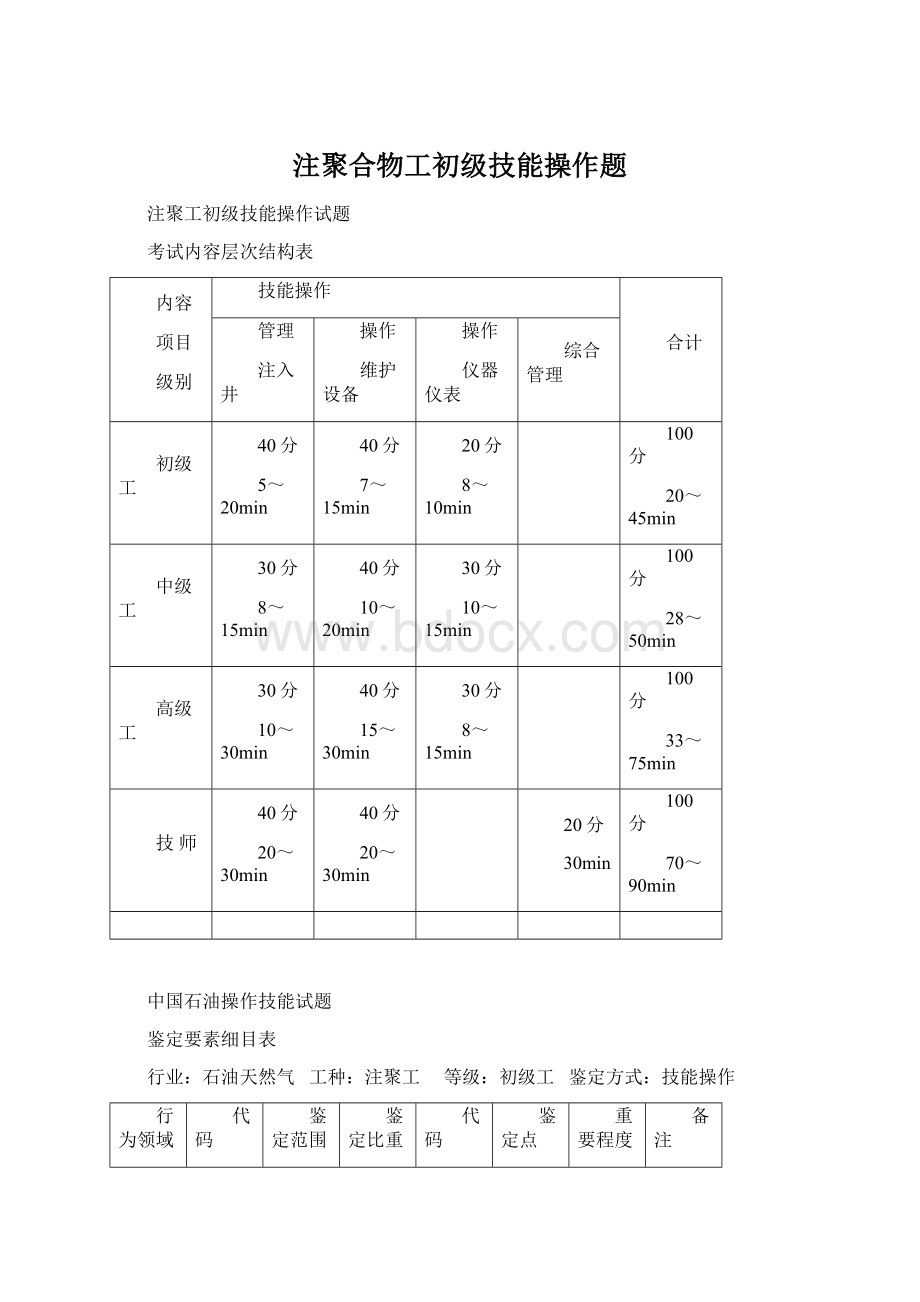 注聚合物工初级技能操作题.docx