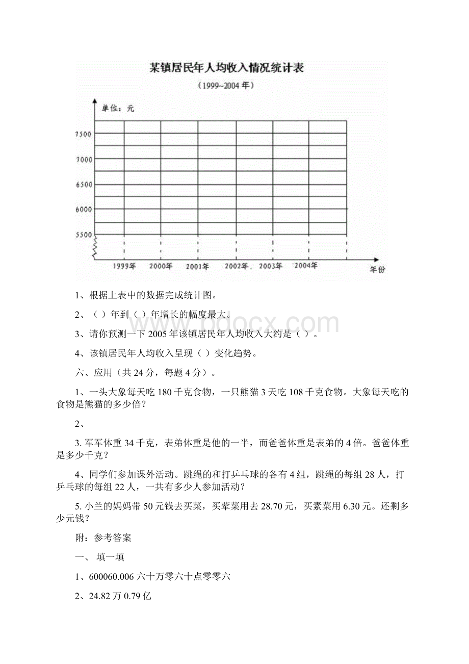 人教版小学四年级下册数学期末试题及答案.docx_第3页