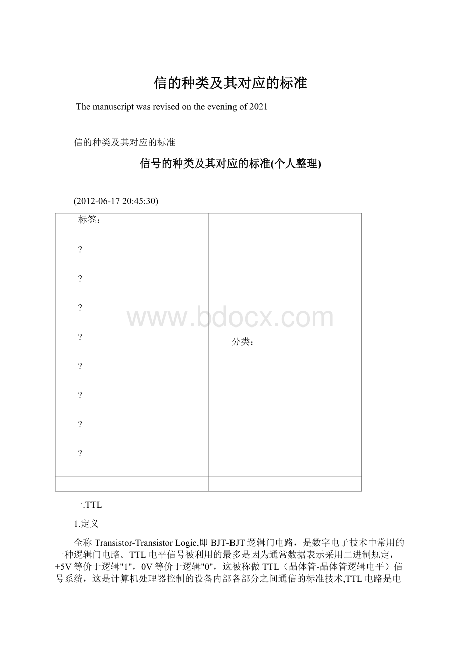 信的种类及其对应的标准.docx