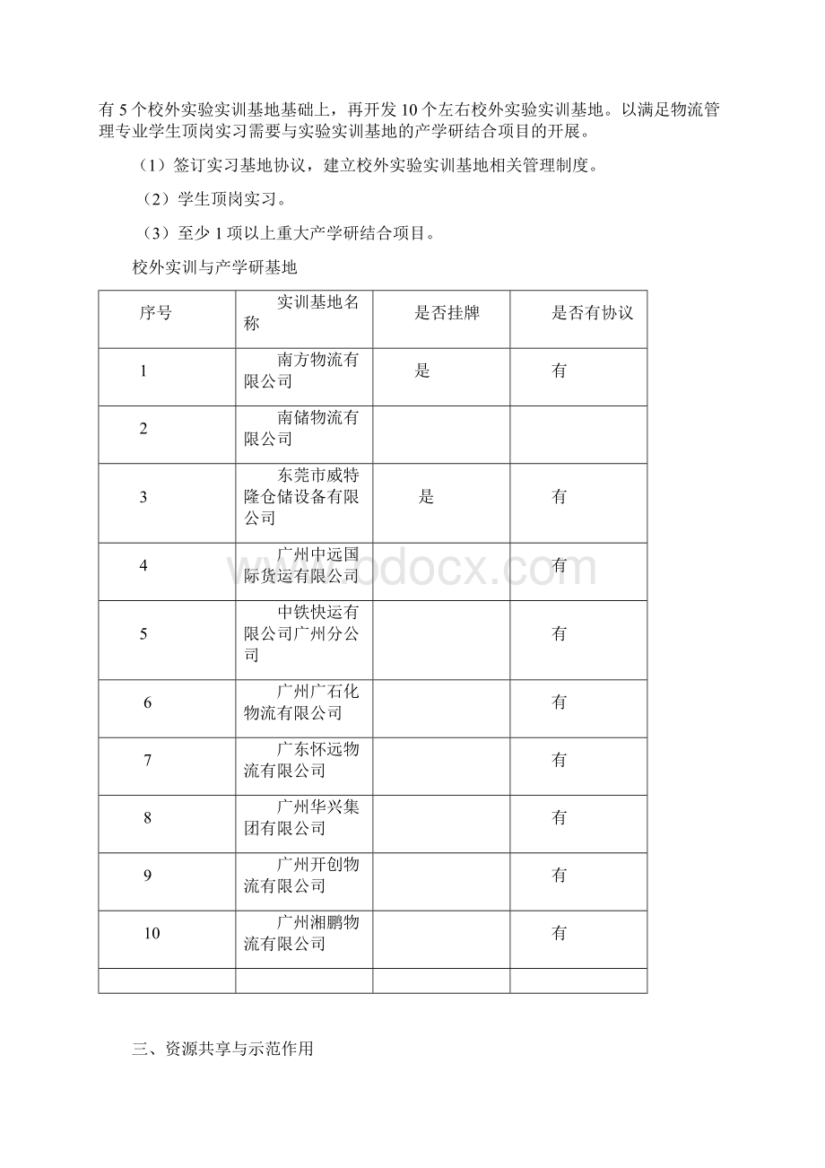 关于物流管理专业实训基地建设的论证报告Word格式文档下载.docx_第3页