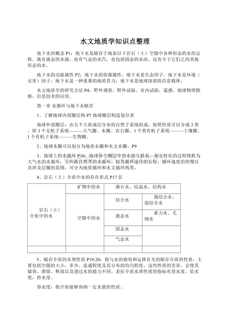 水文地质学知识点整理.docx