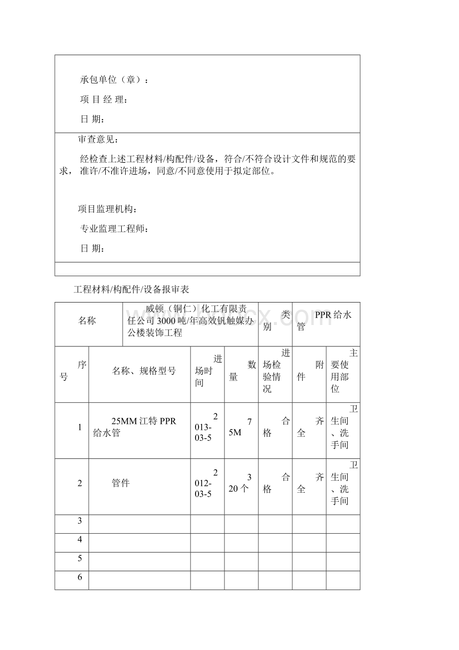 威顿经济技术签证单及材料报验表Word文件下载.docx_第3页