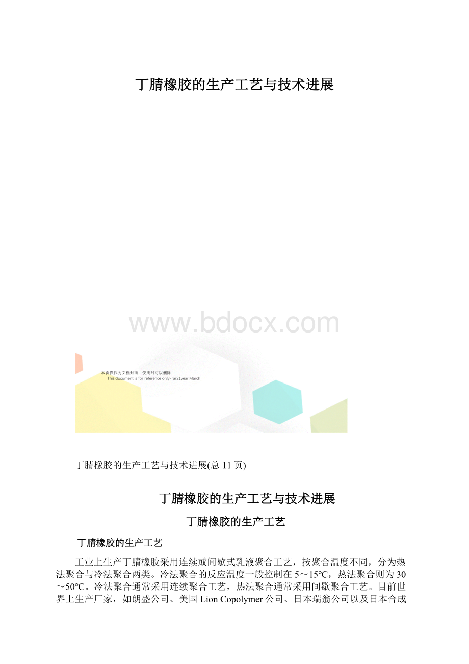 丁腈橡胶的生产工艺与技术进展.docx