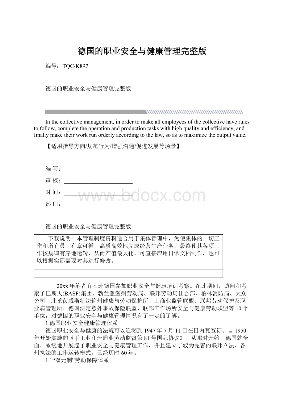 德国的职业安全与健康管理完整版Word文档下载推荐.docx_第1页