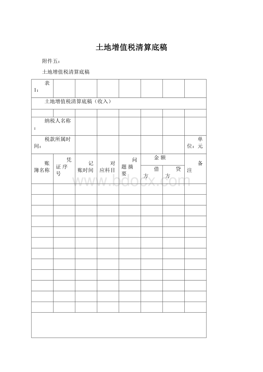 土地增值税清算底稿Word文件下载.docx